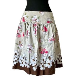 17”W | 100% Cotton Brown and Pink Floral Skirt NWOT Speechless Size 9